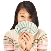 girl holding cash